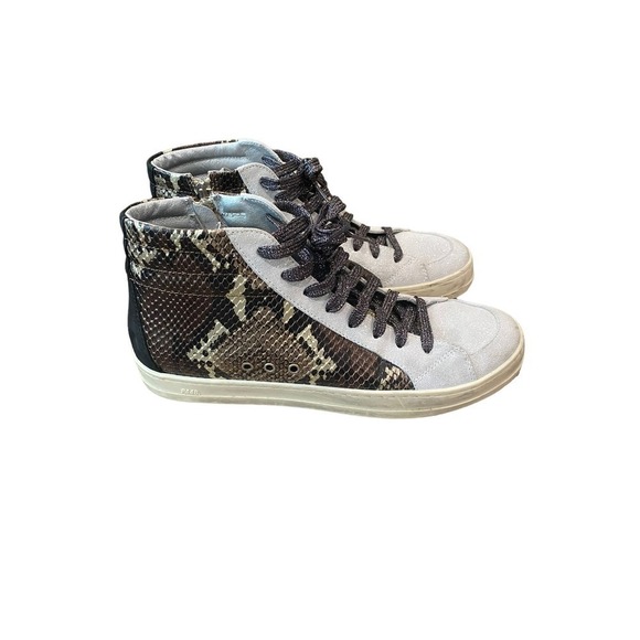 P448 Python Brown Snakeskin Print High Top Sneakers 39 - Picture 2 of 9
